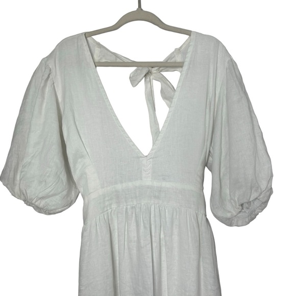 Faithfull the Brand Romilla White Linen Midi Dress - Picture 6 of 7